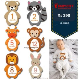 12-pack Animal Design Baby Monthly Milestone Stickers