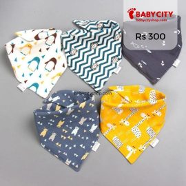 5PCS Baby Bibs Double Layer Cute Cotton Infant Saliva Bibs Cute Baby Towel Infant Stuff - White / One Size
