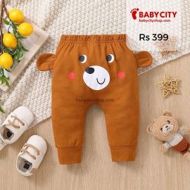 Baby BoyGirl Animal Print 3D Ears Design Pants - Brown / 18-24 Months