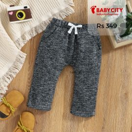 Baby BoyGirl Elasticized Waist Heathered Pants - Dark Grey
