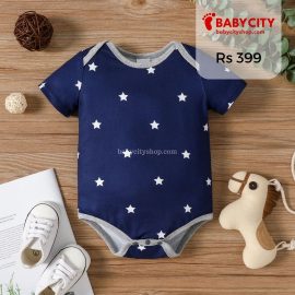 Baby BoyGirl Stars Striped Short-sleeve Romper - Dark Blue / 3-6 Months