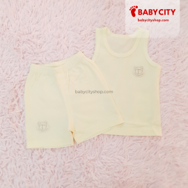 Set Boy Girl TShirt Bear Sleevless  - Yellow / 59/44 (6-9m)