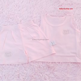 Set Boy Girl TShirt Bear Sleevless - Pink / 59/44 (6-9m)
