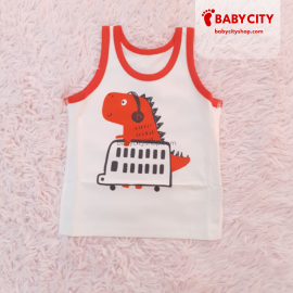 Boy Tshirt Dinosaur Sleeveless - Orange