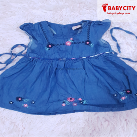 Jean Dress with Embroided Flowers Top and bottom SS